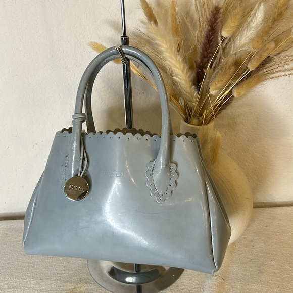 FURLA Top Handle Bag Leather with Silvertone Hardware - Picture 1 of 14